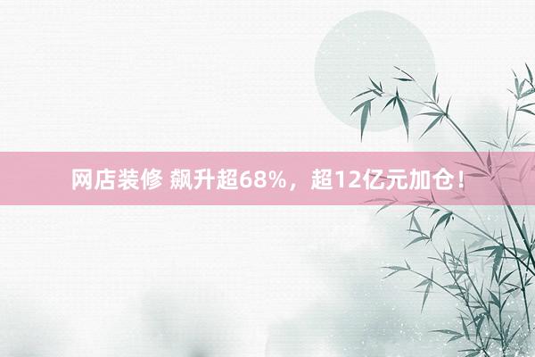 网店装修 飙升超68%，超12亿元加仓！