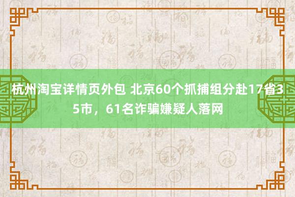 杭州淘宝详情页外包 北京60个抓捕组分赴17省35市，61名诈骗嫌疑人落网