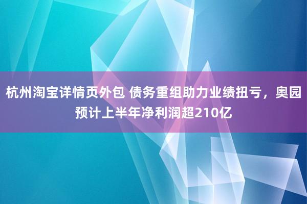 杭州淘宝详情页外包 债务重组助力业绩扭亏，奥园预计上半年净利润超210亿